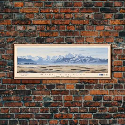 Wrangell-St Elias National Park Panoramic Travel Art, National Park Print, Minimalist Travel Art, Subdued Watercolor Painting Panoramic