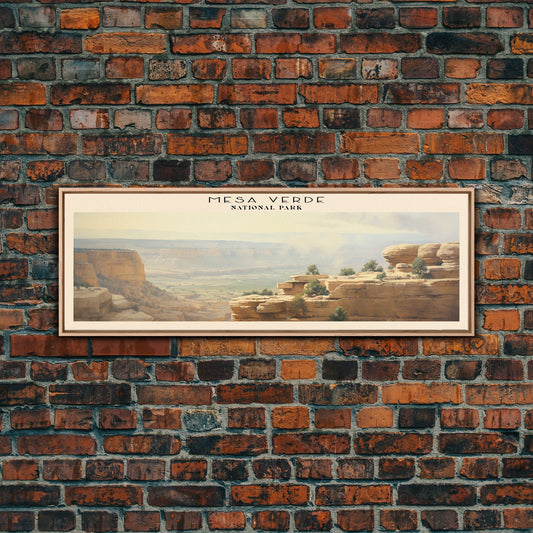 Mesa Verde National Park Panoramic Colorado Travel Art, National Park Print, Minimalist Travel Art, Subdued Watercolor Painting Panoramic