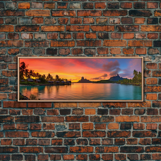 Beautiful Bora Bora Vacation Art, Bora Bora Photography Print, Panoramic Beach Art, Panoramic Photo Print, Lake House Art, Travel Decor
