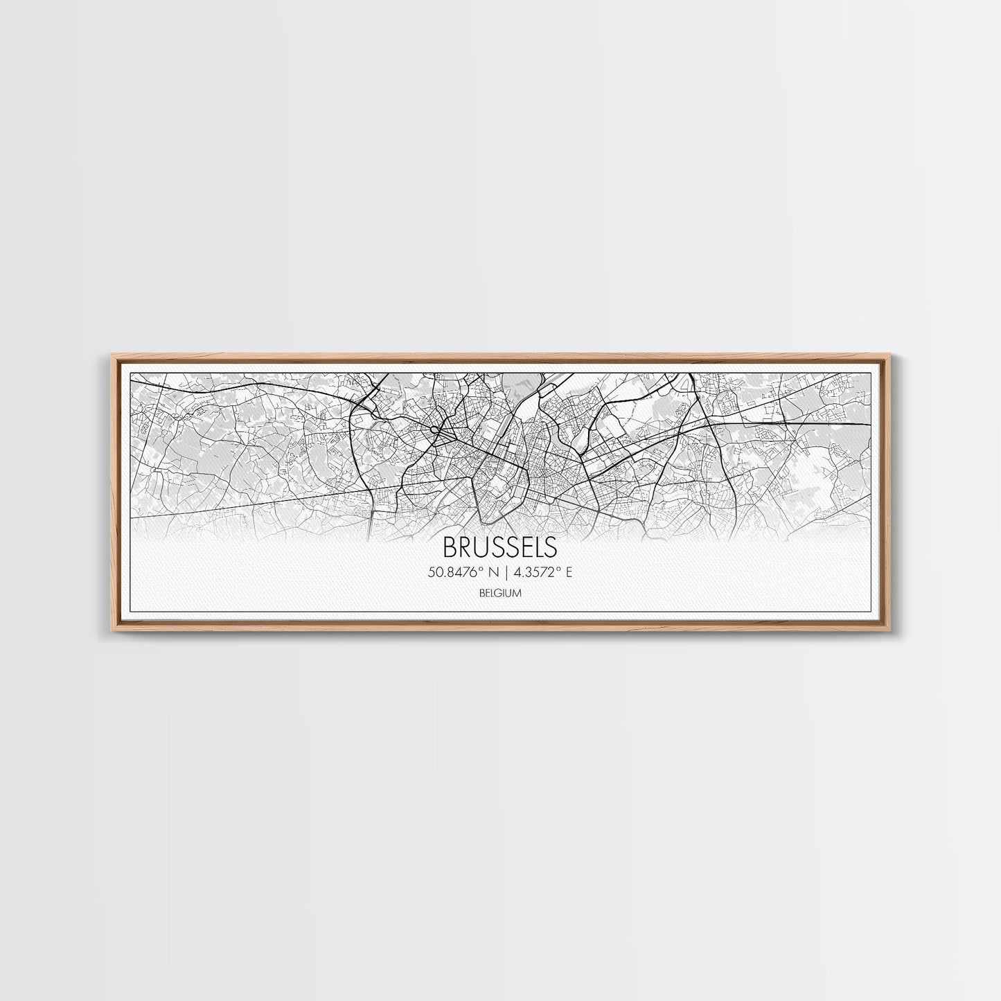 Panoramic Brussels City Map, Belgium Art, Map Print, Minimalist Wall Art, Canvas Art, Housewarming Gift, Street Map Art, Closing Gift