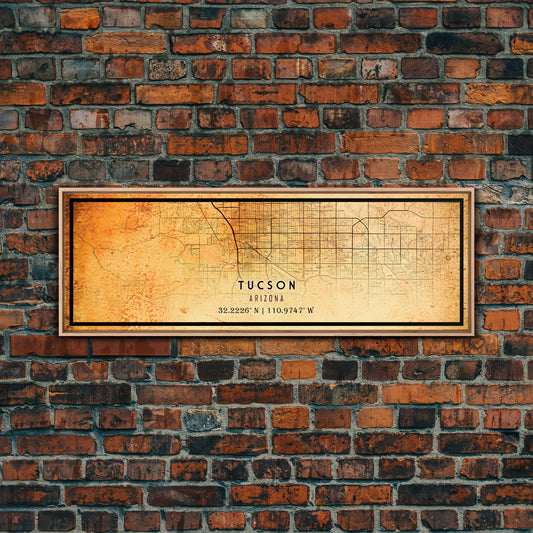 Panoramic Tucson Vintage Map Print, Custom Map, Custom Map, Custom City Road Map, Vintage Gift, Custom Wall Art, Custom Office Decor