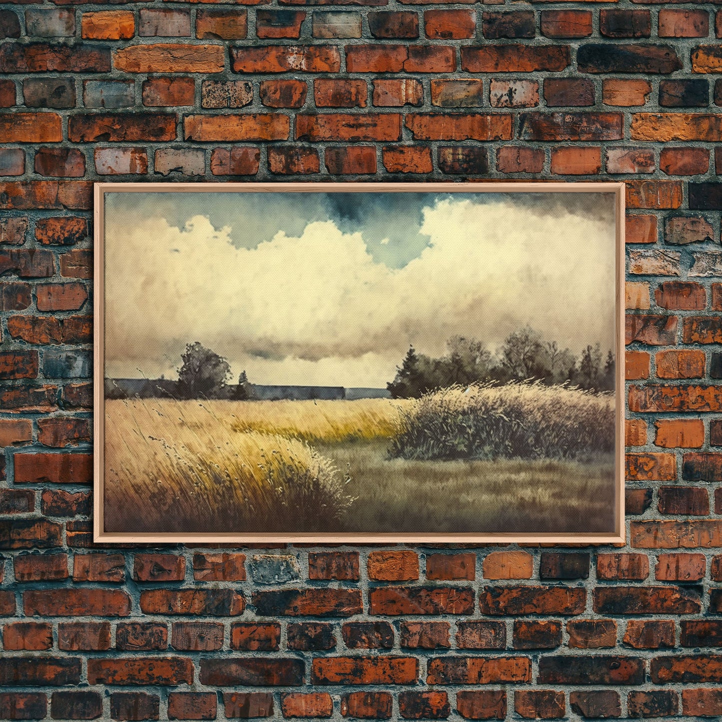Subdued Watercolor Wall Art, Framed Canvas Print, Muted Moody Minimalist Boho Style Wall Art, Guest Room, Above Bed Art, Above Sofa Wall Art
