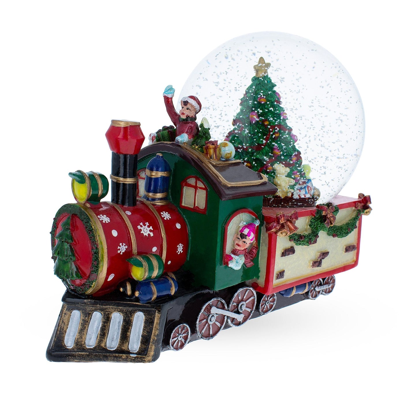 Children Riding Train Musical Water Snow Globe