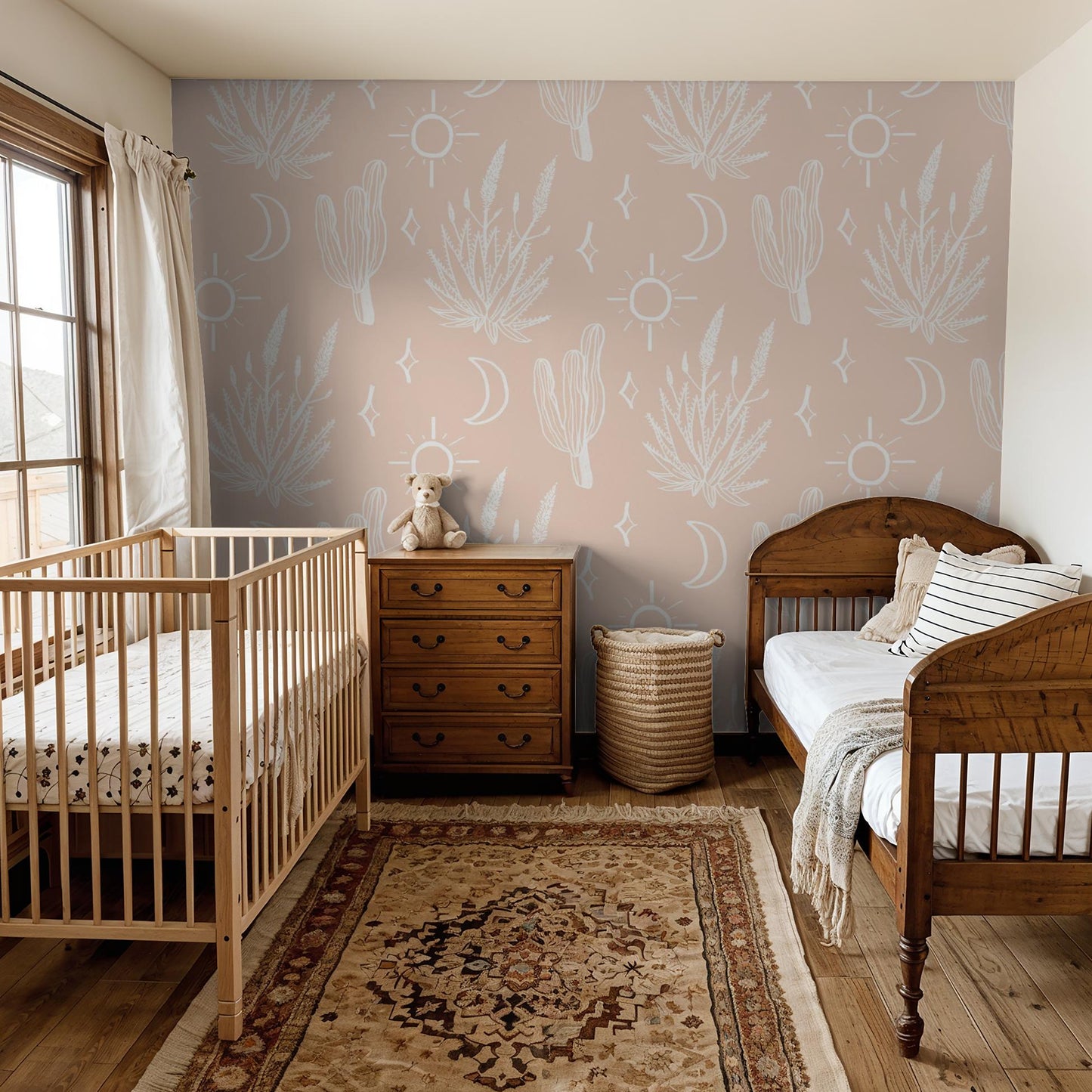 Desert Sky Wallpaper, large pattern, clay and white