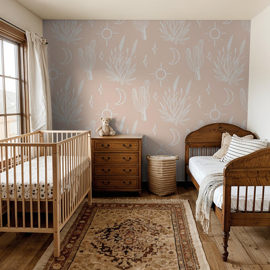 Desert Sky Wallpaper, large pattern, clay and white