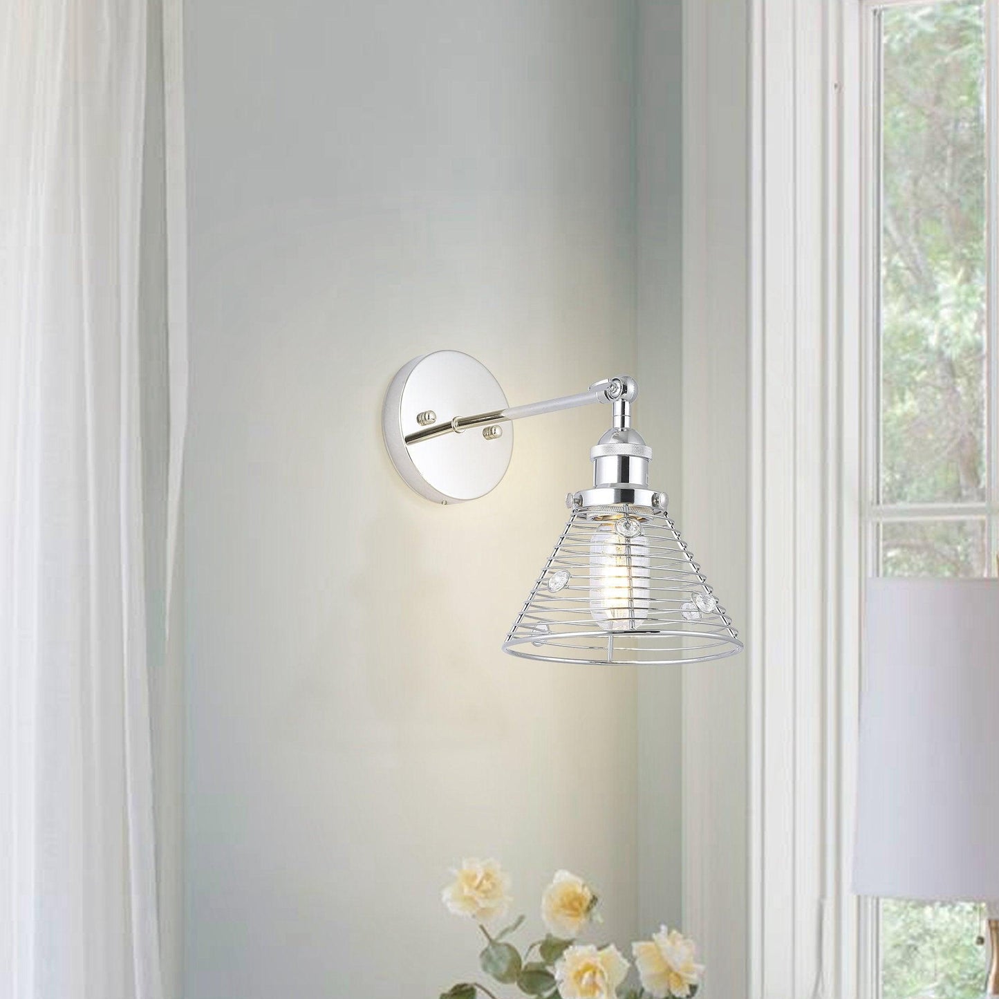 1-Light Modern Silver Wall Sconce Light