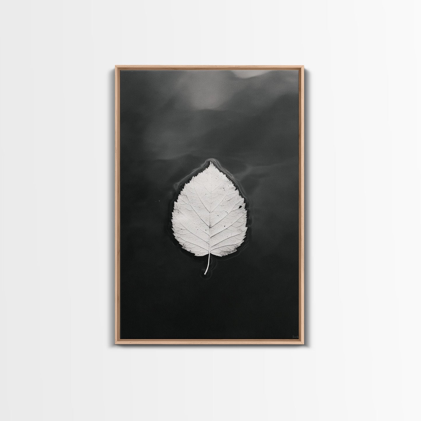 Floating Leaf, Still Water, Nature Simplicity, Autumn Calm, Canvas Print, Minimalist Wall Art, Bathroom Decor, Scandinavian Fall Style