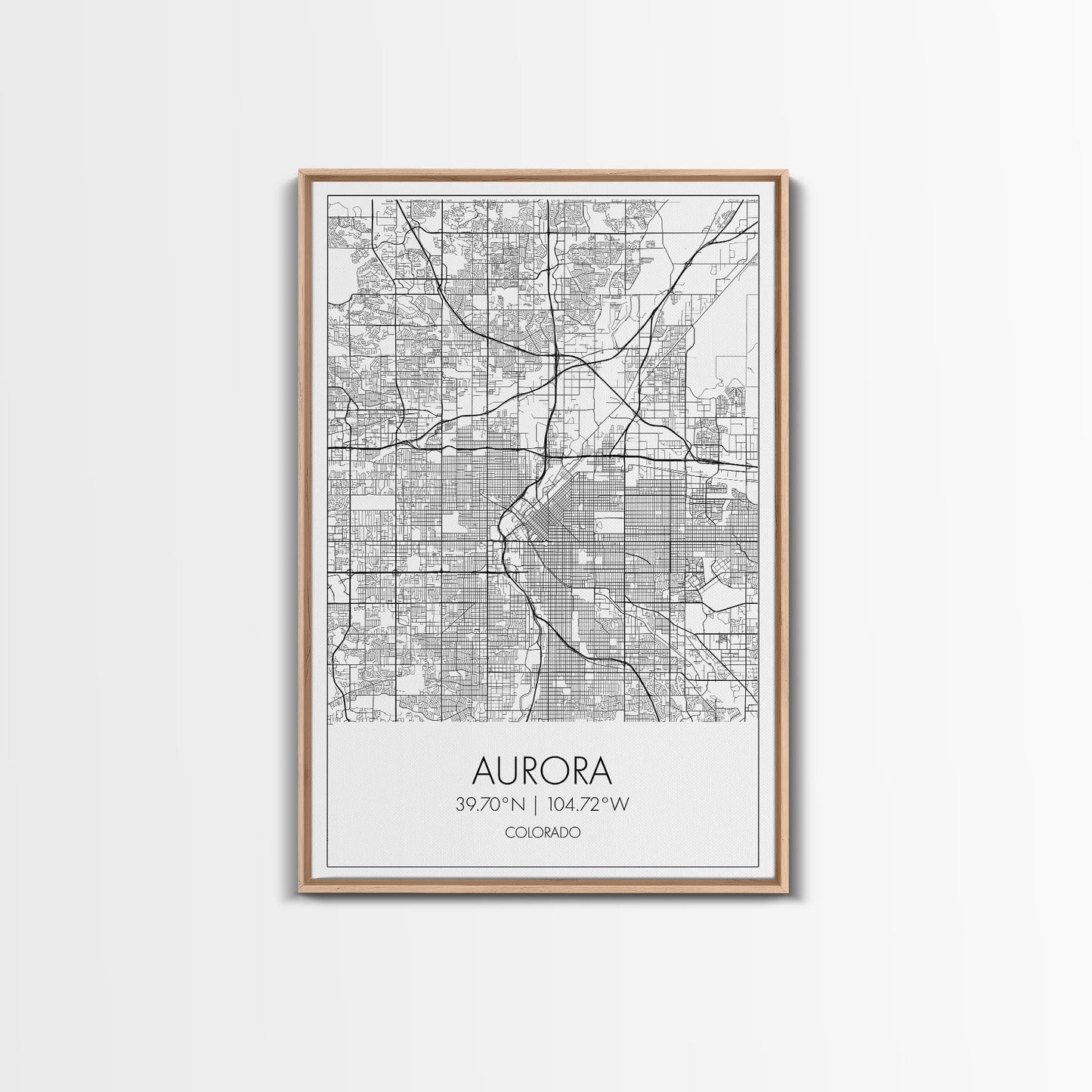 Aurora Street Map, Colorado Map, City Map Print, Travel Lover Gift, Above Bed Art, Minimalist Art, Wall Art, Canvas Print, Canvas Wall Art
