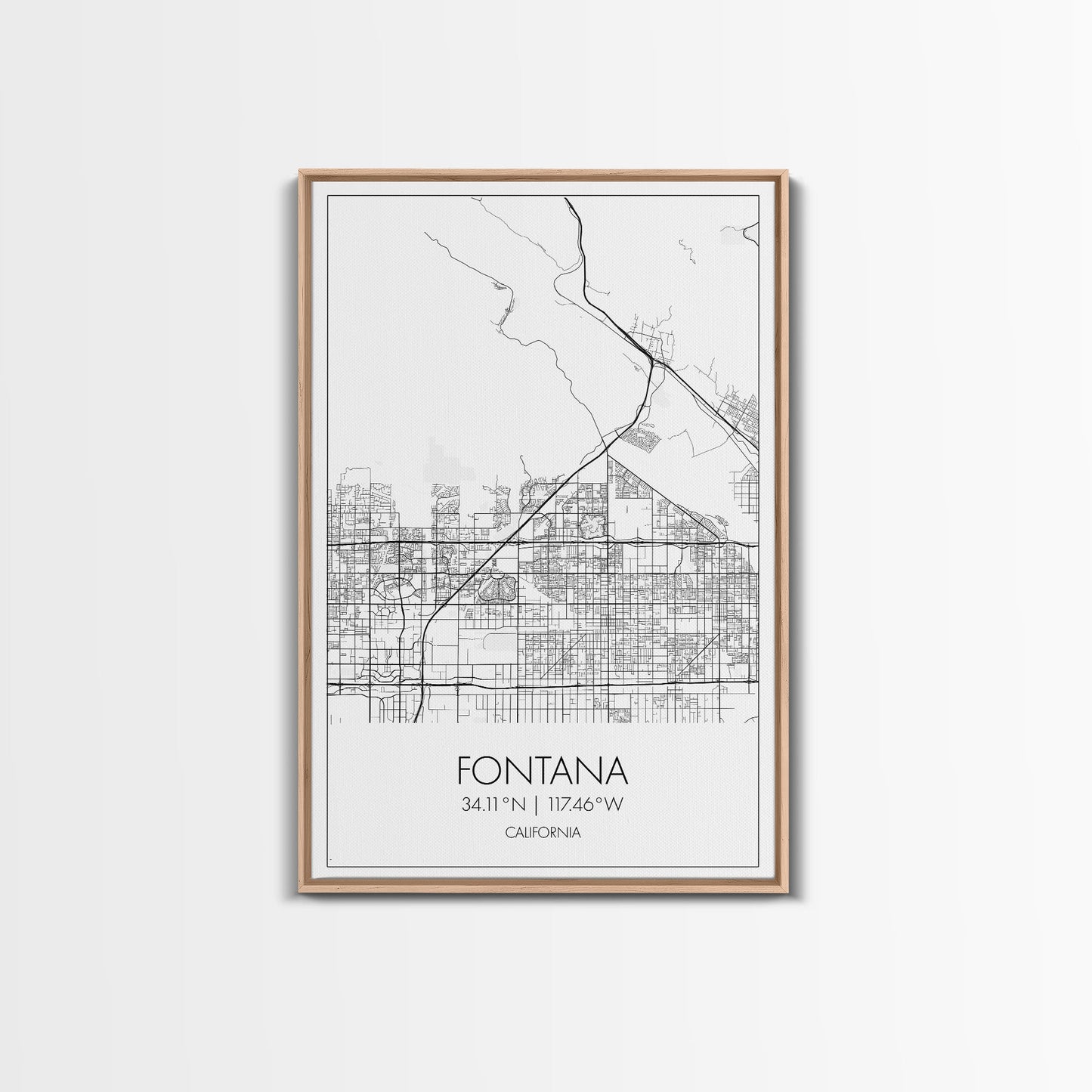 Fontana Street Map, California Map, City Map Art, Minimalist Art, Wall Art, Canvas Print, Unique Wall Art, Travel Décor, Travel Gift For Men
