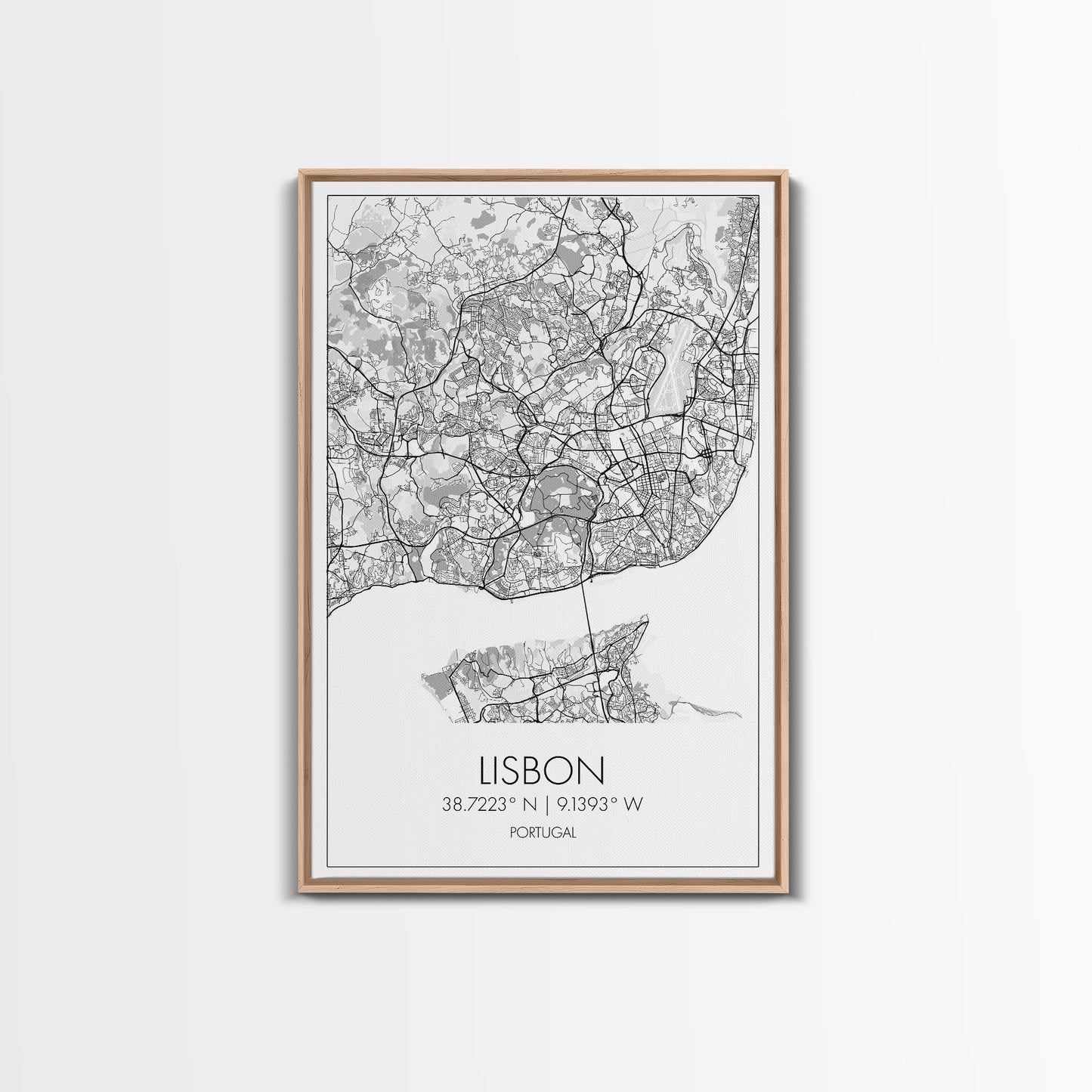 Lisbon Street Map, Portugal Map, City Map Art, Modern Wall Art, Wall Art, Canvas Print, Travel Décor, Above Bed Art, Gift For Couples