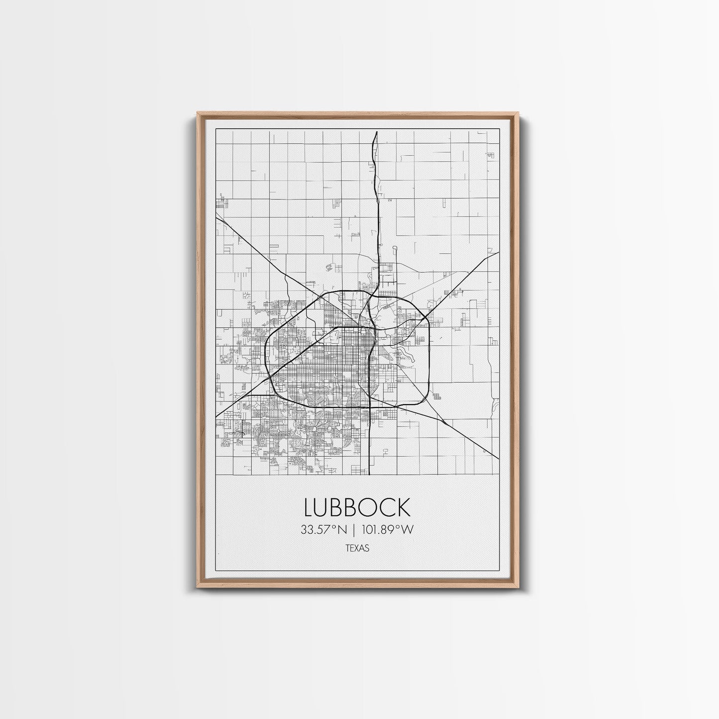 Lubbock Street Map, Texas Map, City Map Art, Modern Art, Wall Art, Canvas Print, Travel Print, Farmhouse Wall Décor, Boyfriend Gift