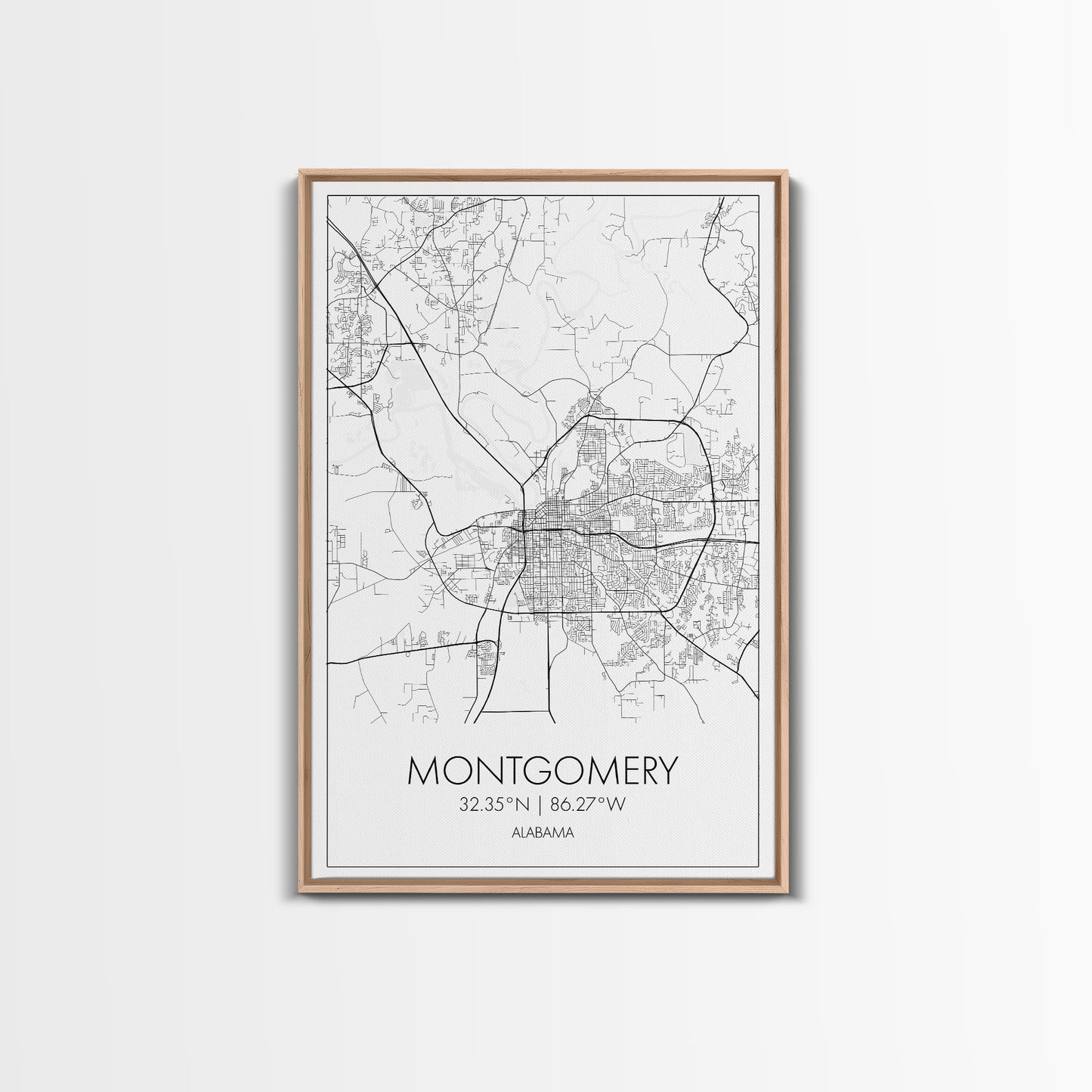 Montgomery Street Map, Alabama Map, City Map Art, Modern Art, Wall Art, Canvas Print, Bedroom Print, Family Gift, Travel Wall Décor