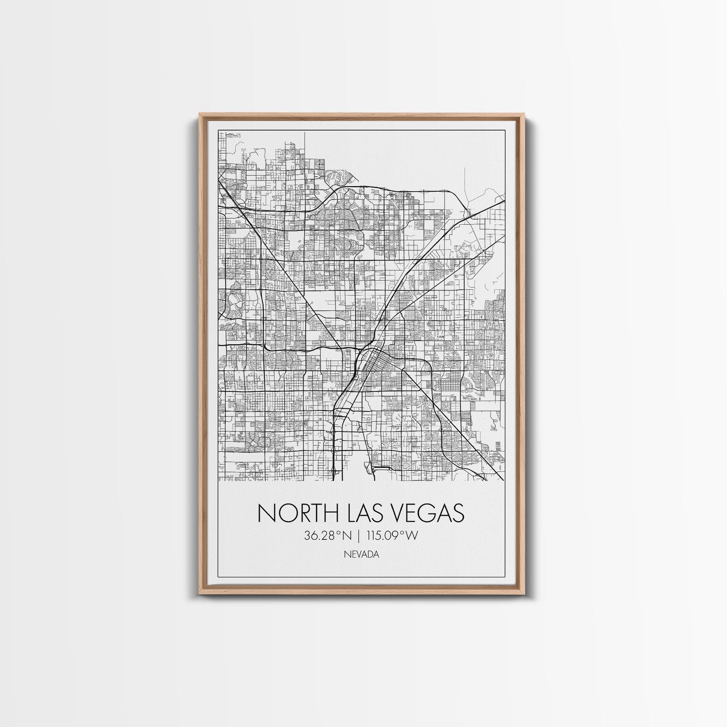 North Las Vegas Street Map, Nevada Map, City Map Art, Modern Art, Wall Art, Canvas Print, Wall Décor Bedroom, Honeymoon Gift,  Travel Art