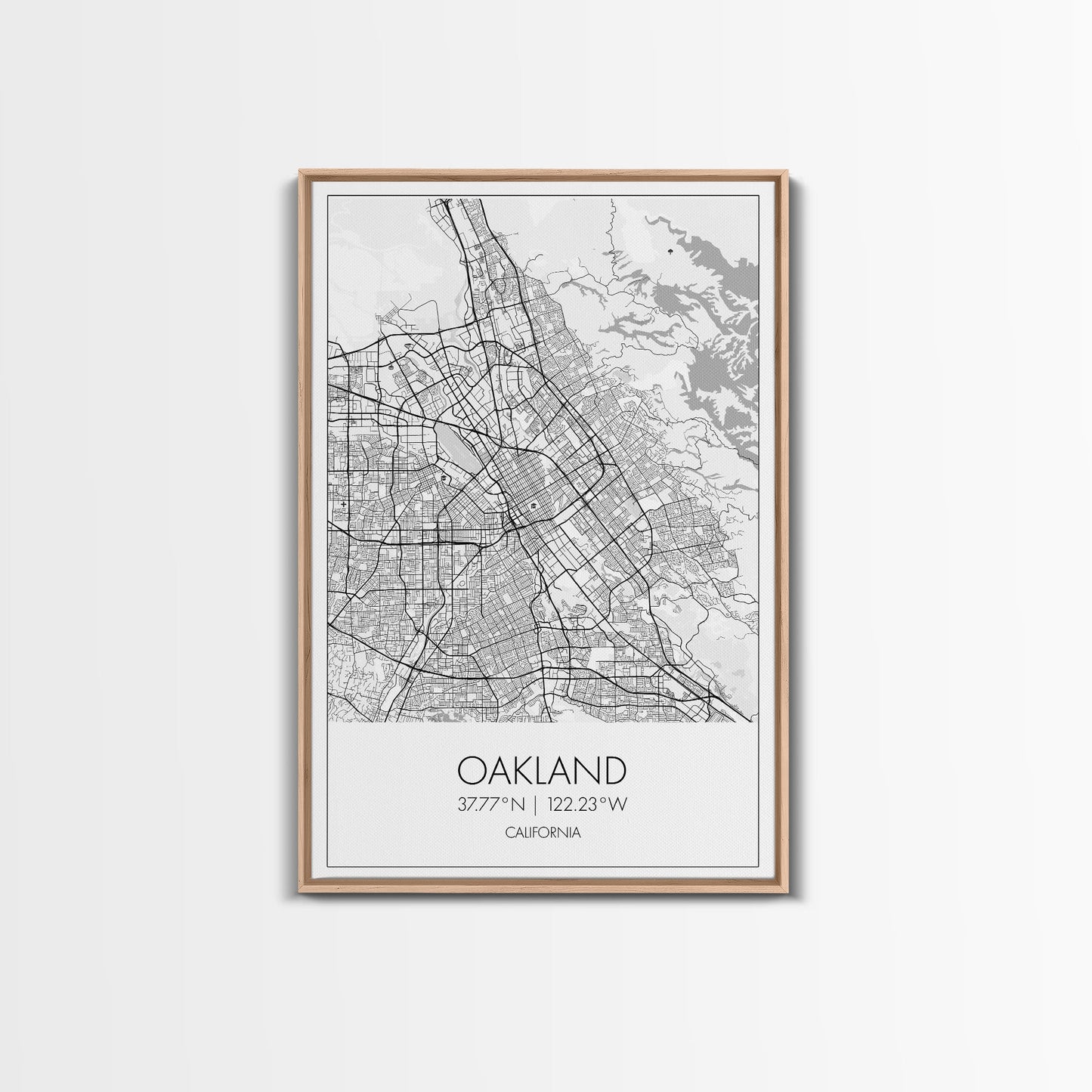 Oakland Street Map, California Map, City Map Art, Modern Art, Wall Art, Canvas Print, Living Room Art, Gift For Her, Adventure Wall Art