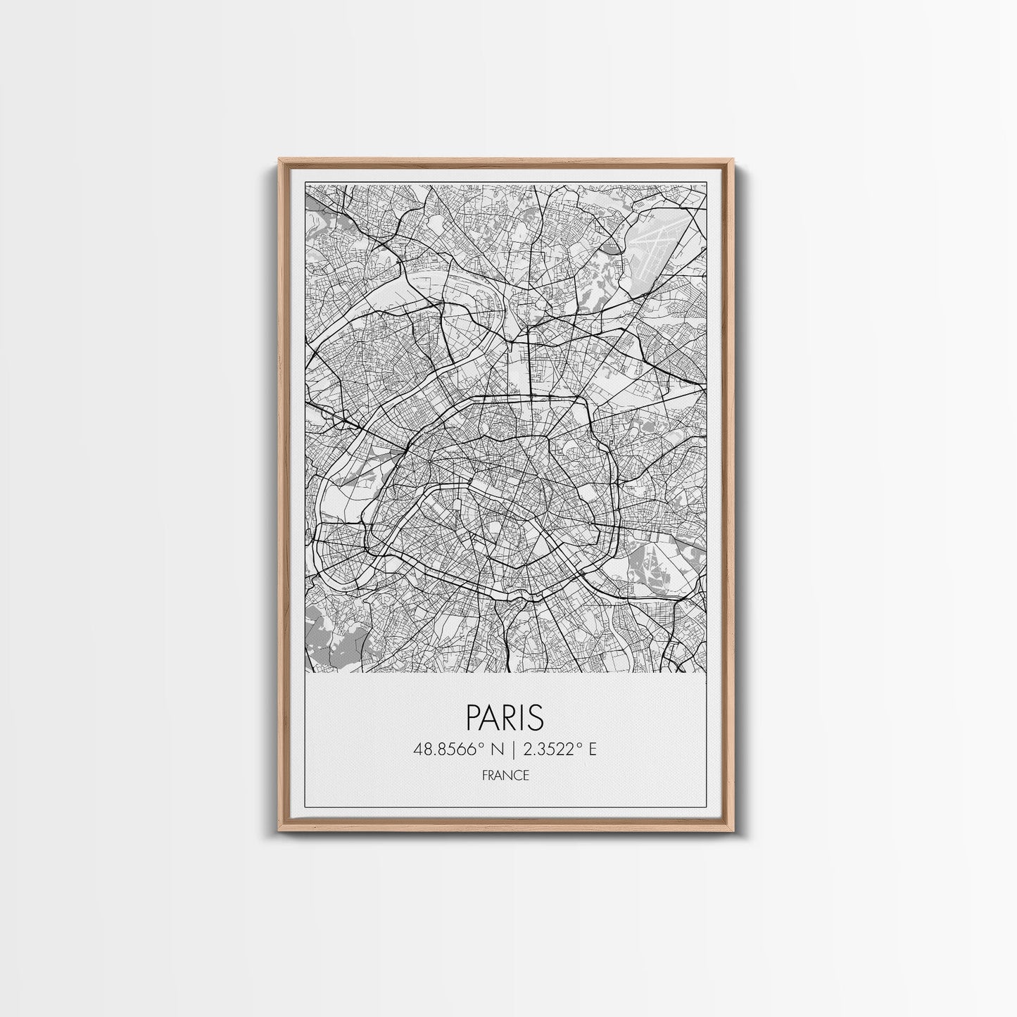 Paris Street Map, France Map, Europe City Map Art, Minimalist Art, Wall Art, Canvas Print, Bedroom Art, Gift For Traveler, Travel Wall Print