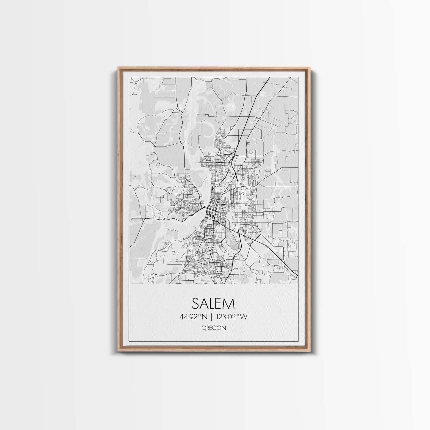 Salem Street Map, Oregon Map, City Map Art, Minimalist Art, Wall Art, Canvas Print, Dorm Room Décor, Graduation Gift, Travel Wall Print