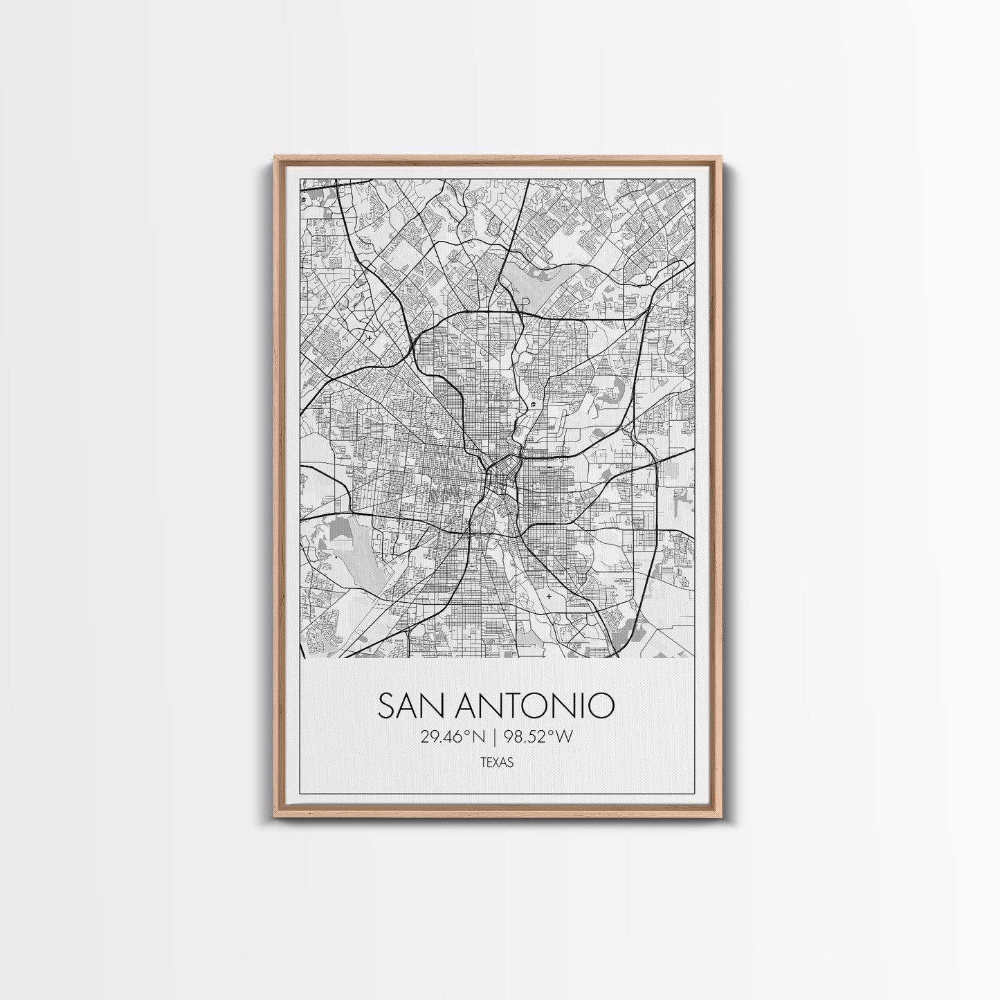 San Antonio Street Map, Texas Map, City Map Art, Minimalist Art, Wall Art, Canvas Print, Black And White Art, Travel Print, Family Gift