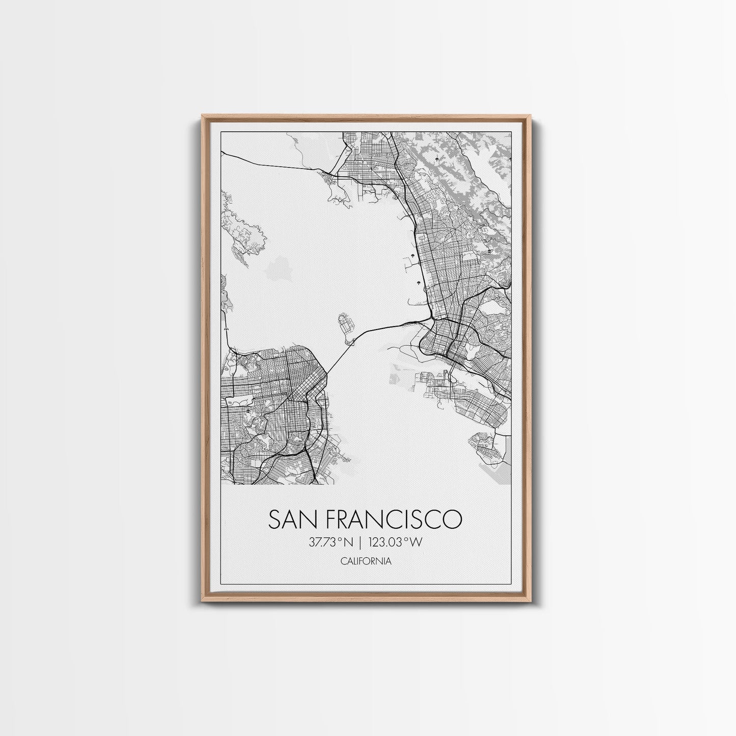San Francisco Street Map, California Map, City Map Print, Minimalist Art, Wall Art, Canvas Print, Family Room Décor, Gift For Travelers