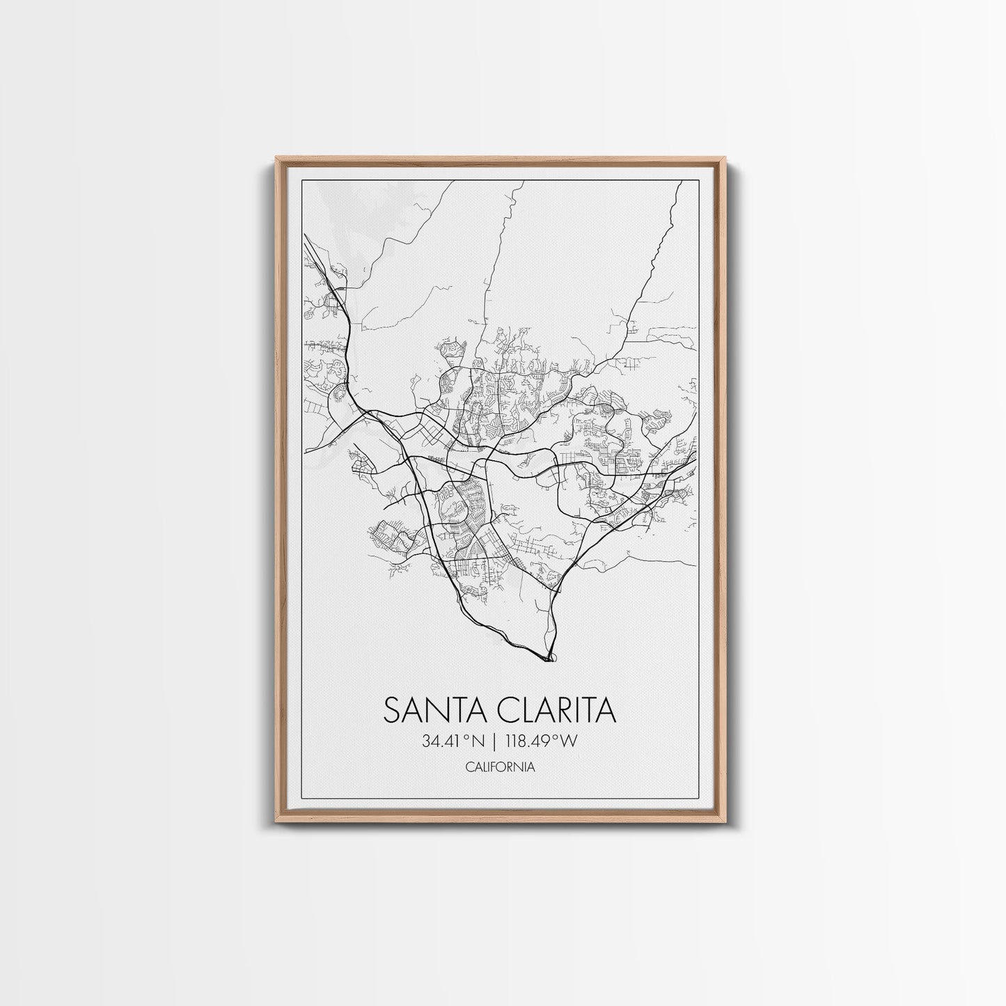 Santa Clarita Street Map, California Map, City Map Print, Minimalist Art, Wall Art, Canvas Print, Bedroom Wall Décor, Unique Travel Gifts