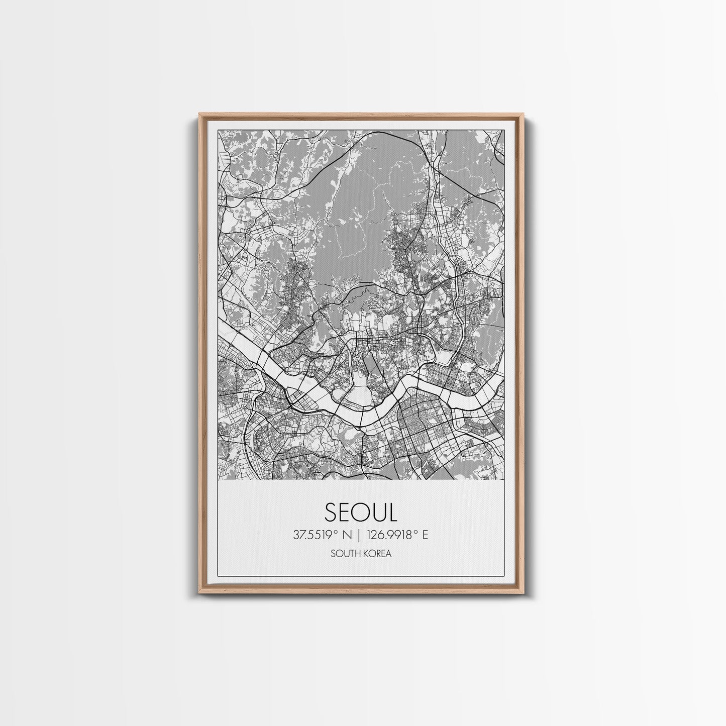 Seoul Street Map, South Korea Map, Asia City Map Print, Minimalist Art, Wall Art, Canvas Print, Travel Gift For Women, Travel Wall Décor