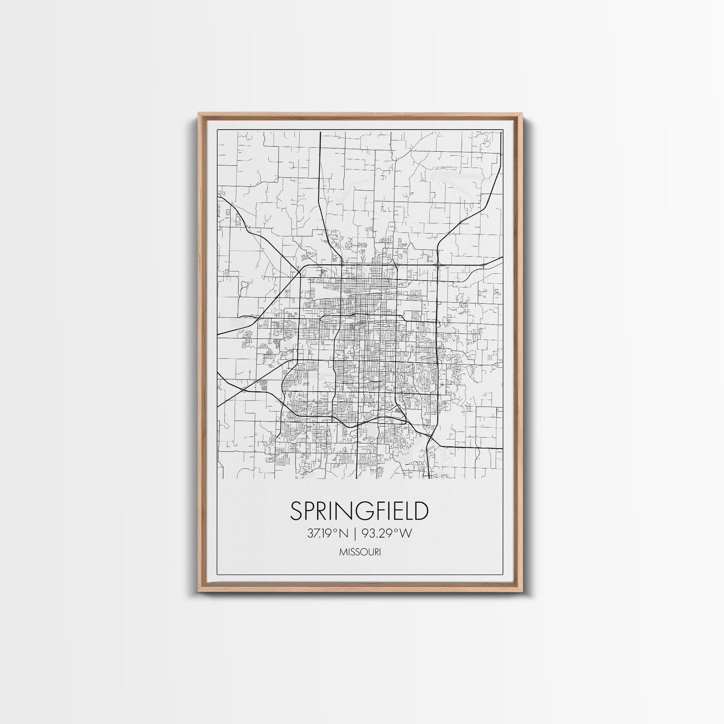Springfield Street Map, Missouri Map, City Map Print, Modern Wall Art, Wall Art, Canvas Print, Bedroom Wall Décor, Gifts For Couple