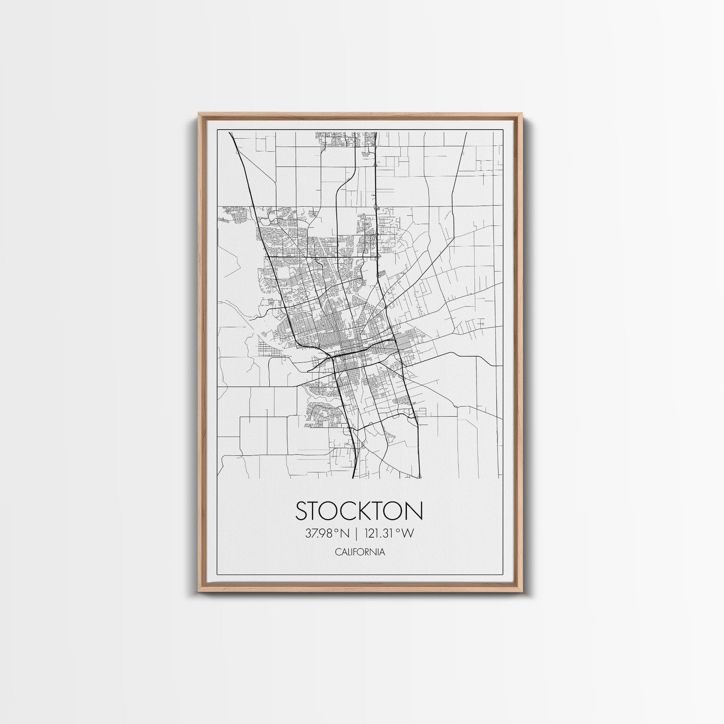 Stockton Street Map, California Map, City Map Print, Modern Wall Art, Wall Art, Canvas Print, Boyfriend Gift, Travel Wall Décor, Art Print
