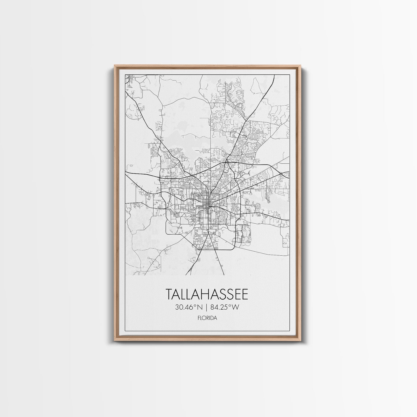 Tallahassee Street Map, Florida Map, City Map Print, Modern Wall Art, Wall Art, Canvas Print, Wall Art Canvas, Gift For Women, Travel Print