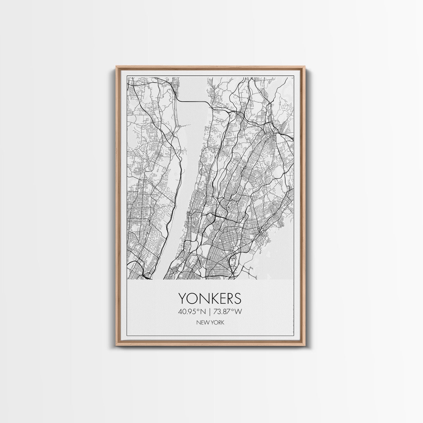 Yonkers Street Map, New York Map, City Map Print, Minimalist Art, Wall Art, Canvas Print, Travel Wall Art, Map Gift, Dorm Room Decor