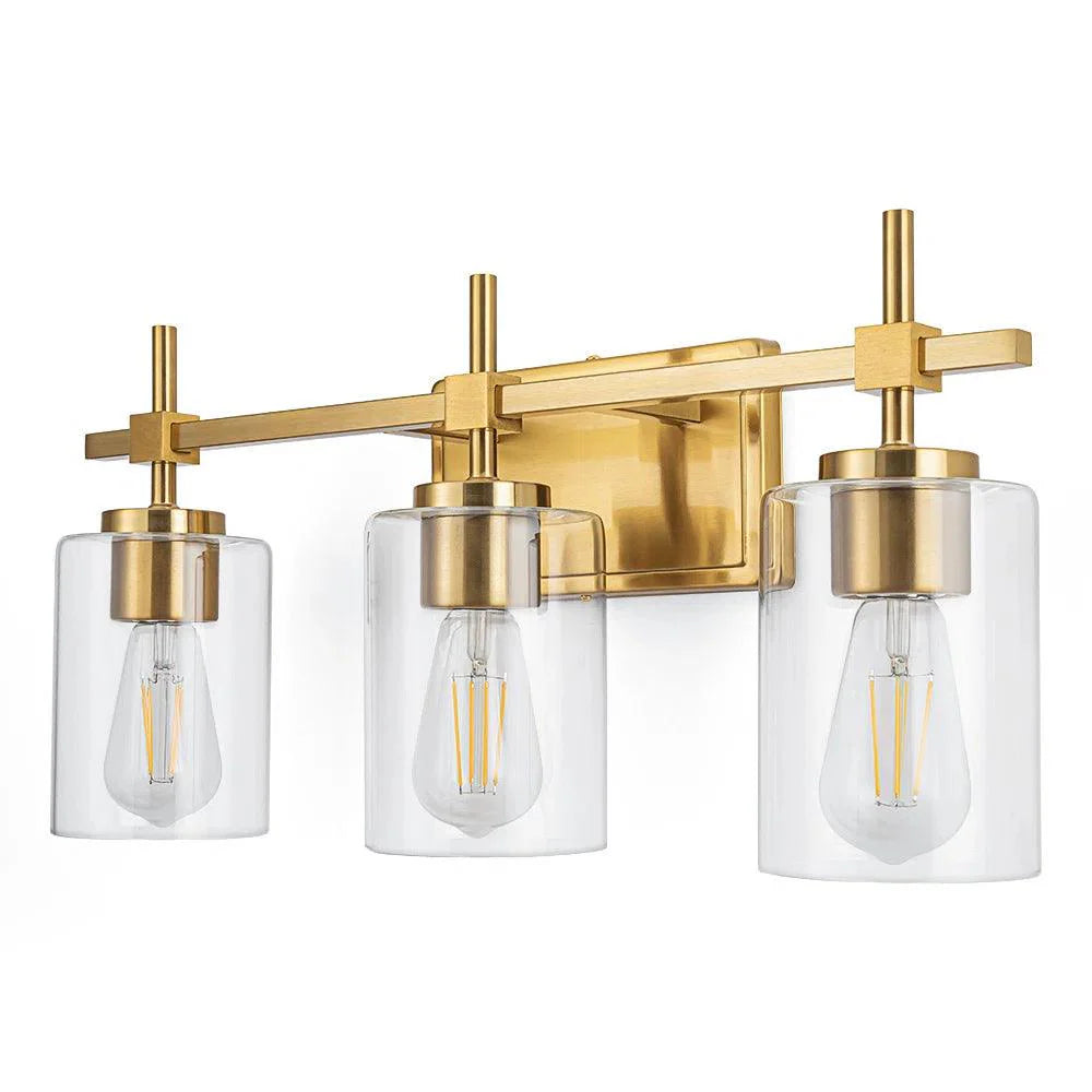 Jasper Modern Clear Glass 3-Light Bathroom Vanity Light