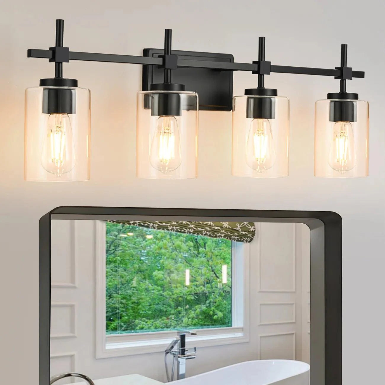 Jasper Modern 4-Light Clear Glass Bathroom Lights Linear Vanity Light