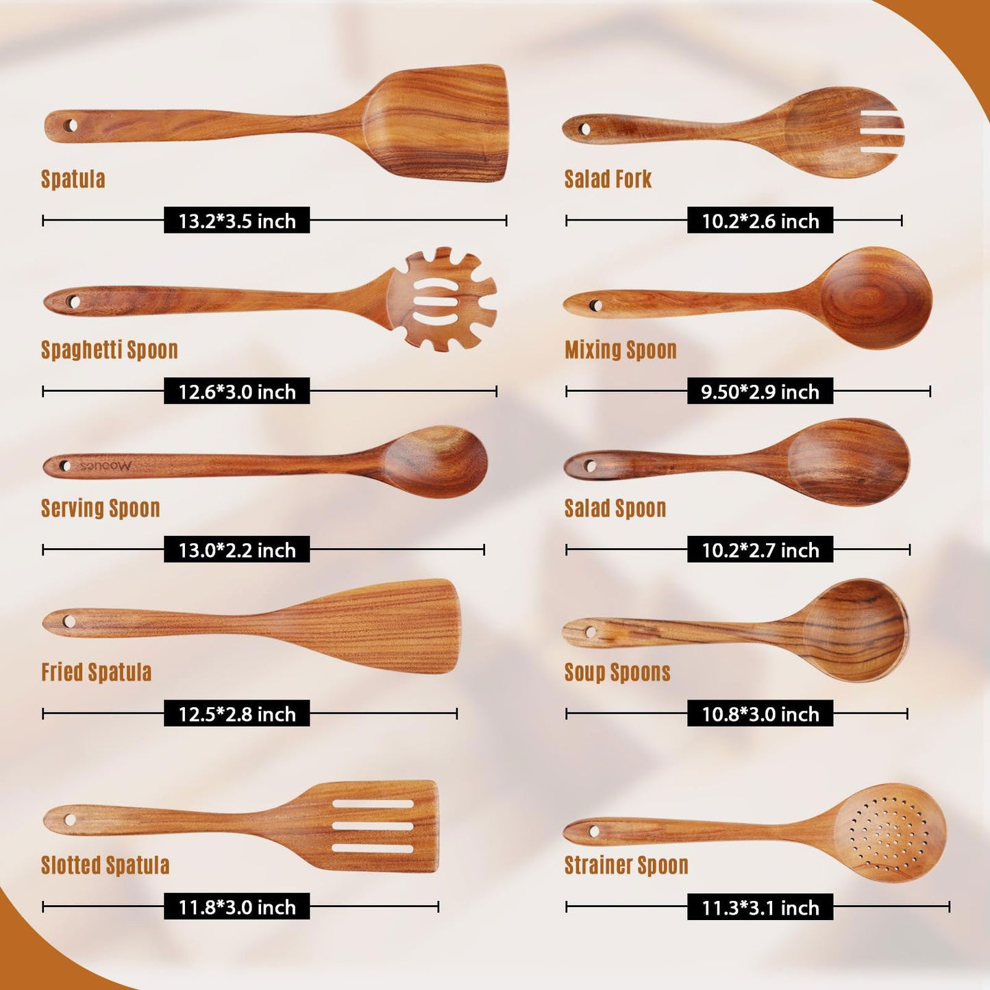 Premium Teak Wooden Utensil Set