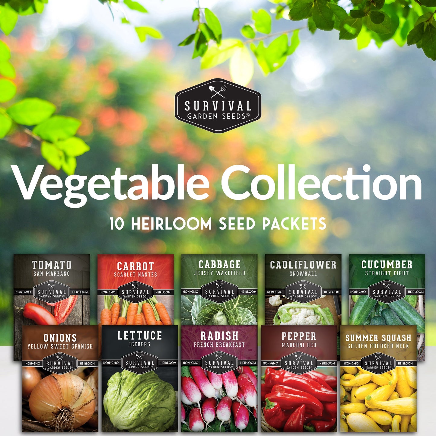 10 Vegetable Seed Collection – Heirloom Non-GMO Garden Vegetables for Home Growing and Food Security