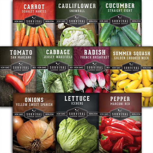 10 Vegetable Seed Collection – Heirloom Non-GMO Garden Vegetables for Home Growing and Food Security