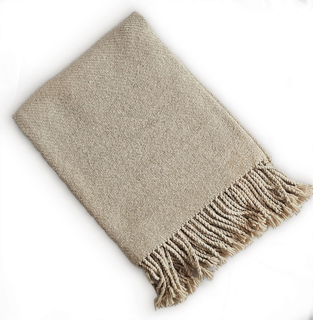 Kulsi Collection - Pima Cotton & Undyed Baby Alpaca Light Tan Throw
