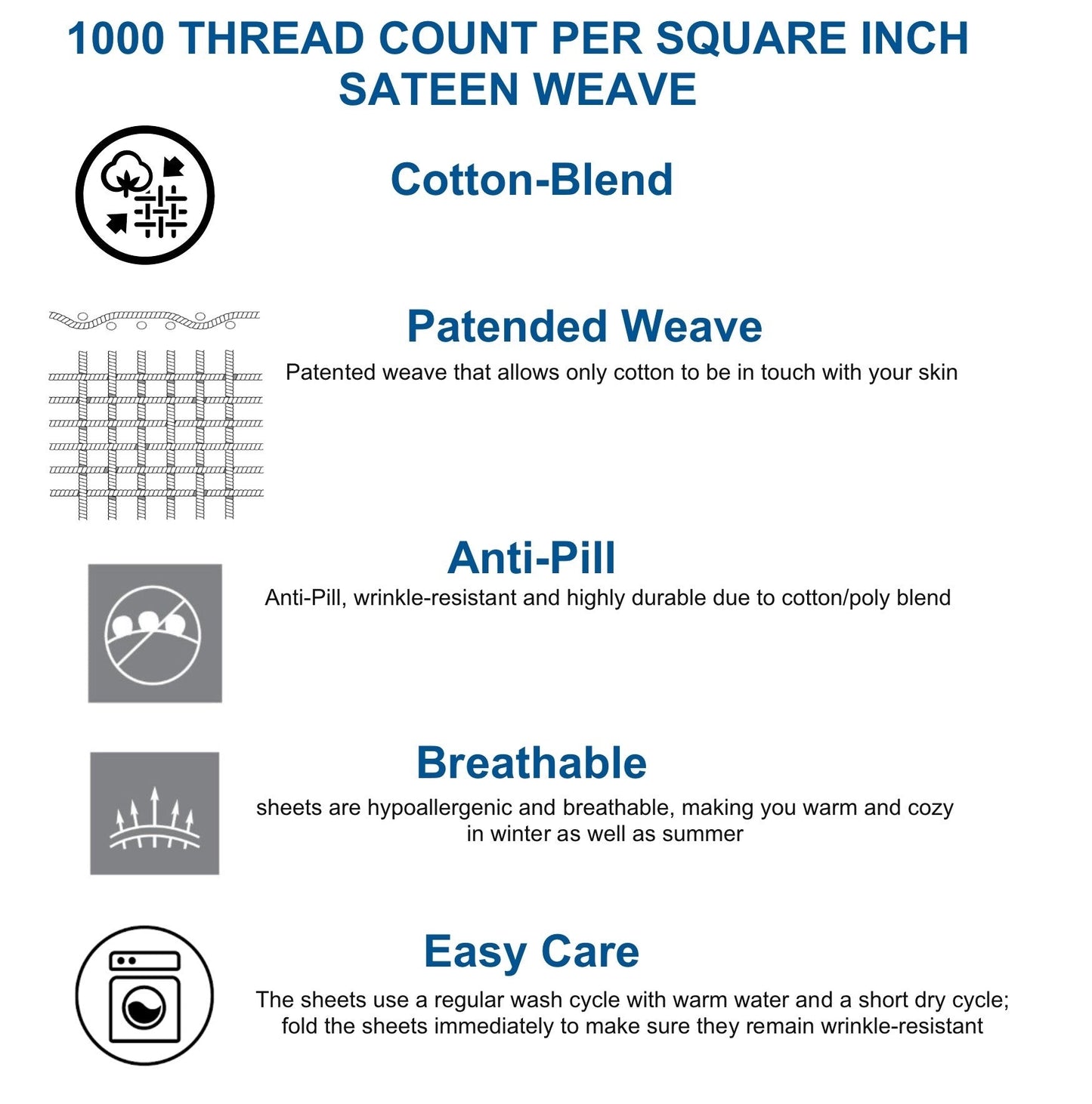 Bibb Home 1000TC Cotton Rich 6-Piece Sheet Set