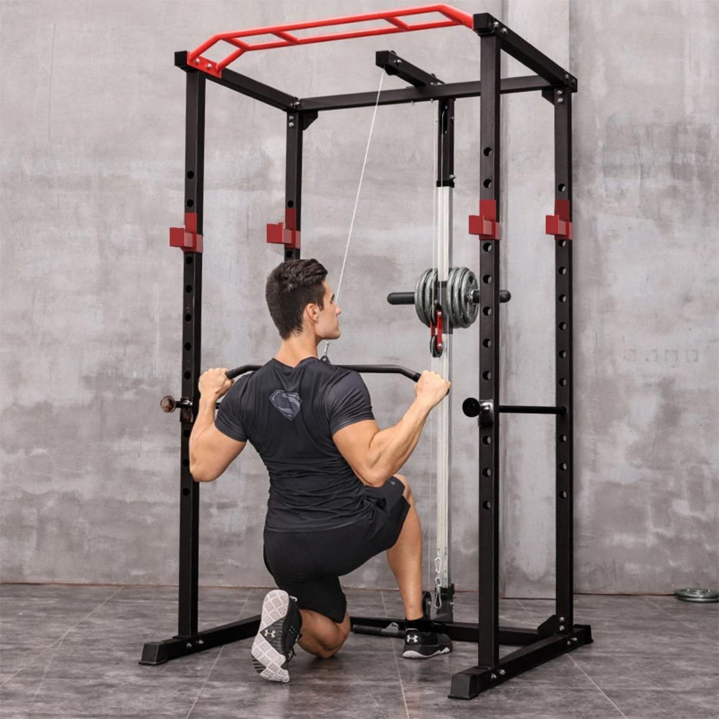 1000LBS Multi-Functional Barbell Rack Squat Power Cage With Weight Bench (SAK35822)