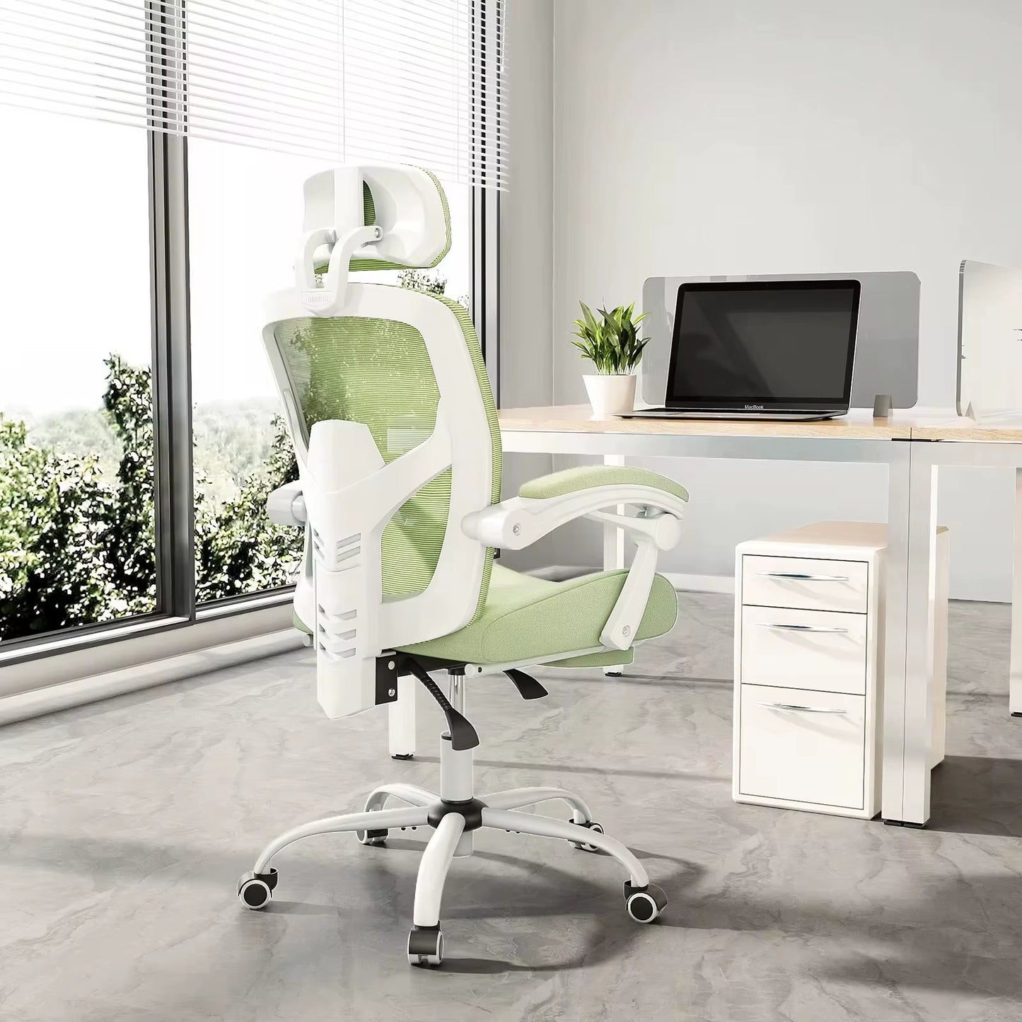 Ergonomic Reclining High Back Mesh Living Room Rocking Gaming Chair Computer Desk Swivel Rolling Lumbar Support Pillow
