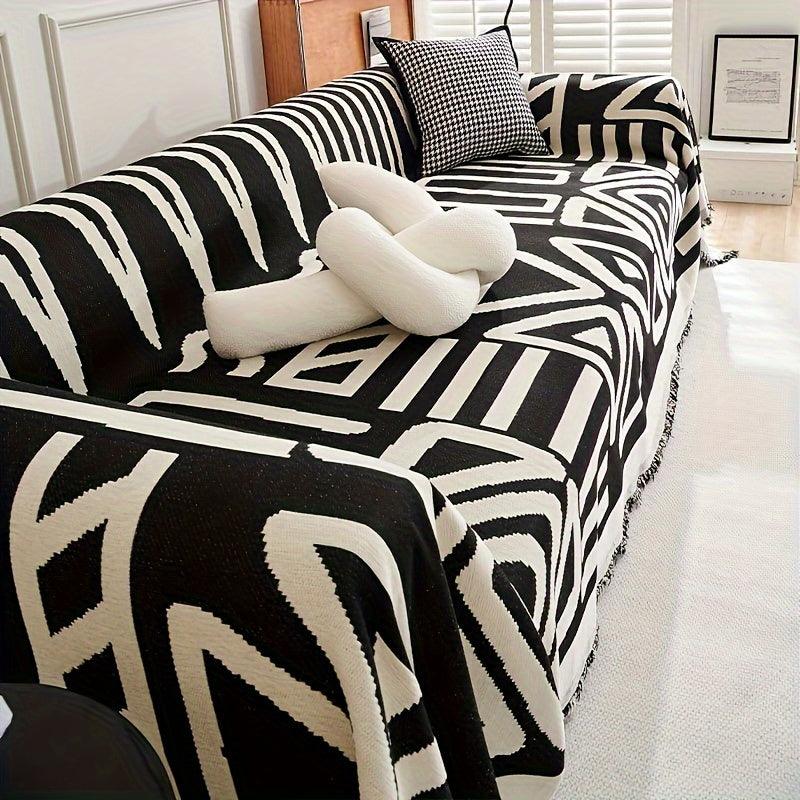 Bohemian-Style Chenille Fabric Extra Long Couch Cover Anti dog scratch