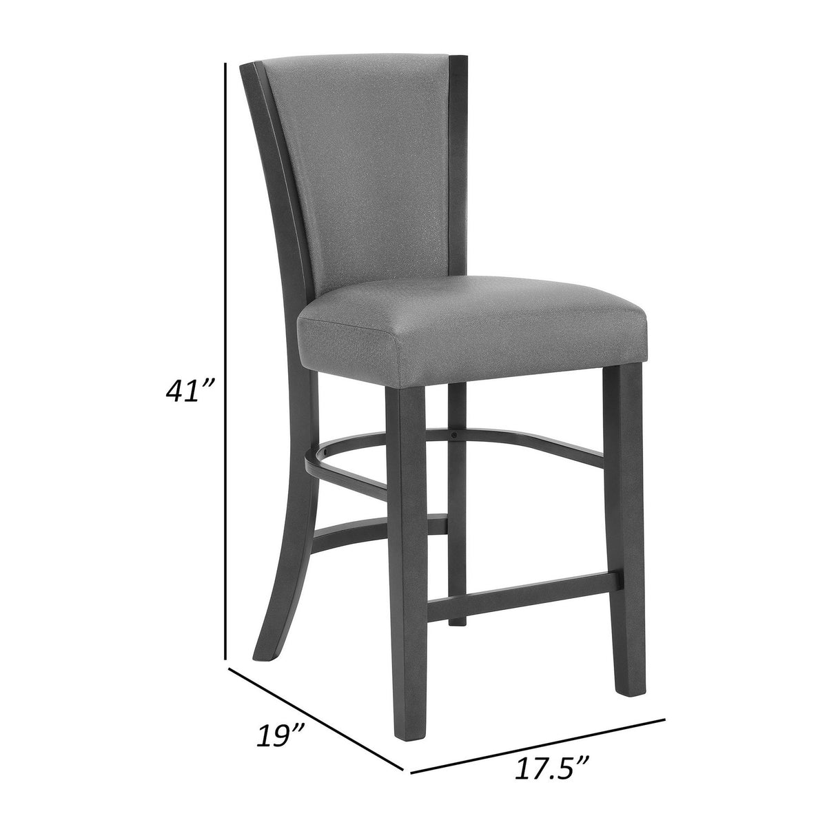 Brandon 24 Inch Counter Height Chair Set of 2, Gray Fabric Upholstery