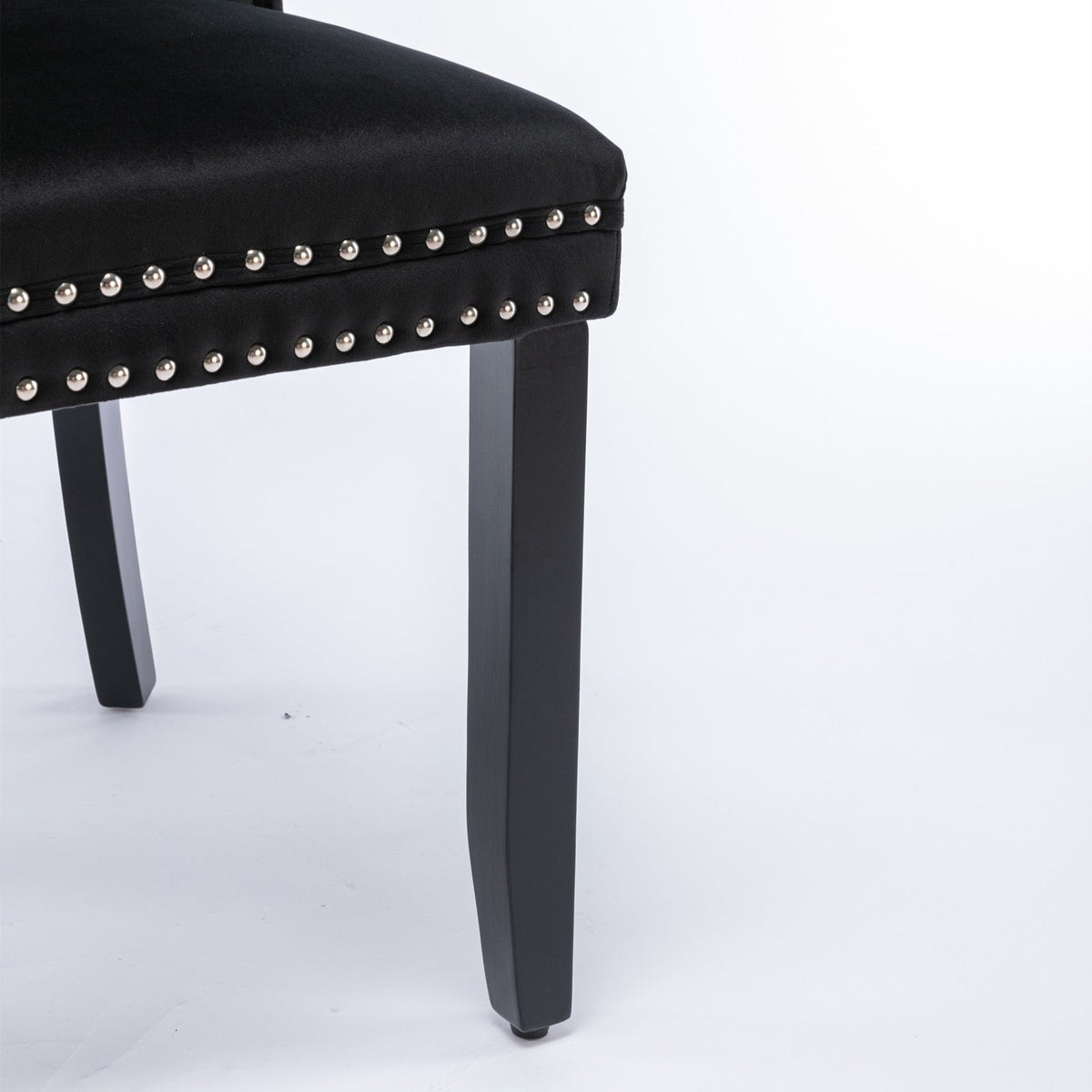Nikki Collection Modern, High-end Tufted Solid Wood Contemporary Velvet Upholstered Dining Chair with Wood Legs Nailhead Trim 2-Pcs Set, Black, SW2001BK
