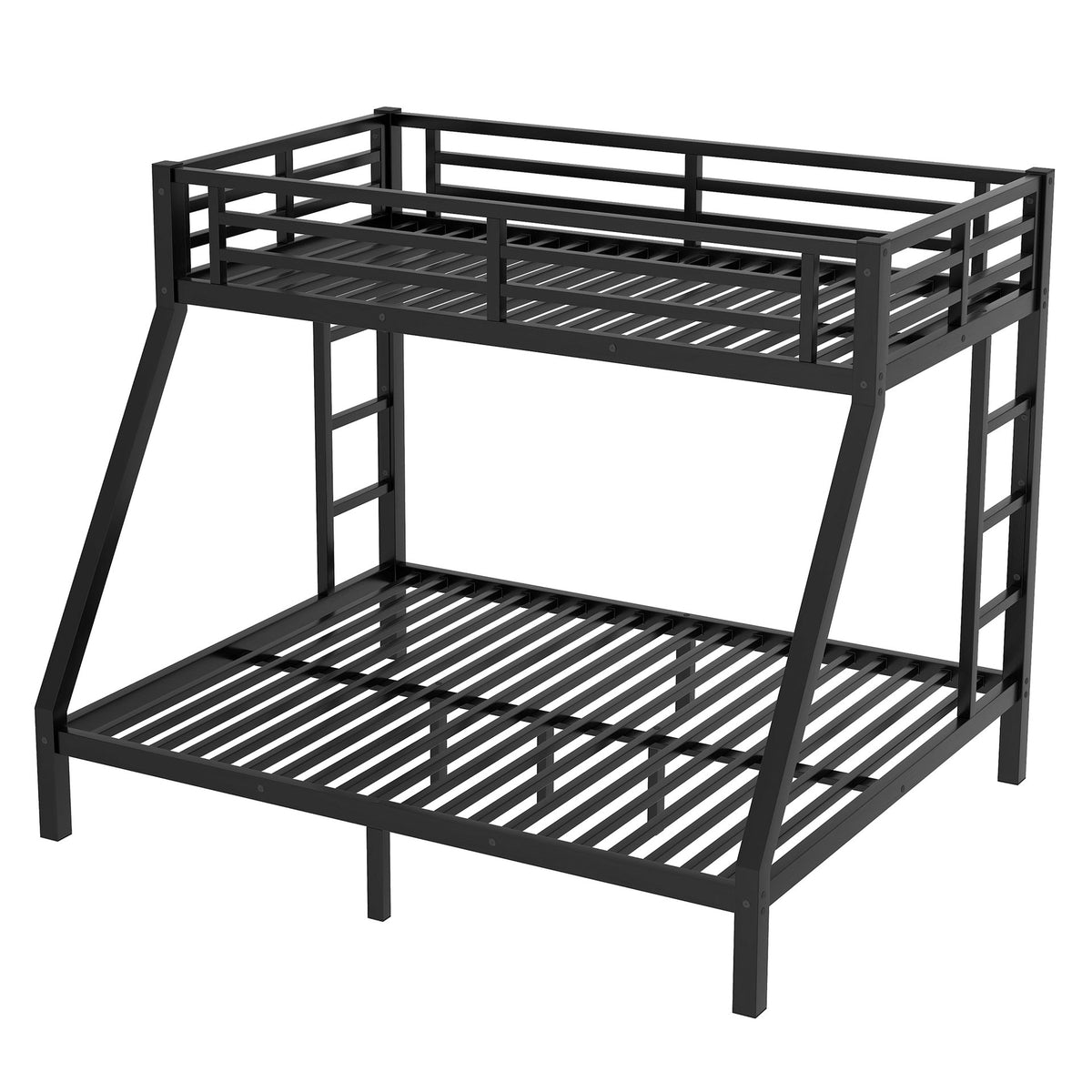 Metal Twin XL over Queen Bunk Bed for Teens and Adults,Space-Saving/Noise Reduced/No Box Spring Needed,Black