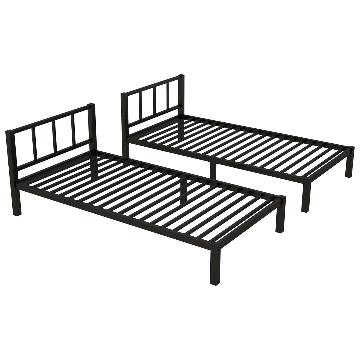 Twin over Twin & Twin Bunk Beds for 3, Twin XL over Twin & Twin Bunk Bed Metal Triple Bunk Bed, Black
