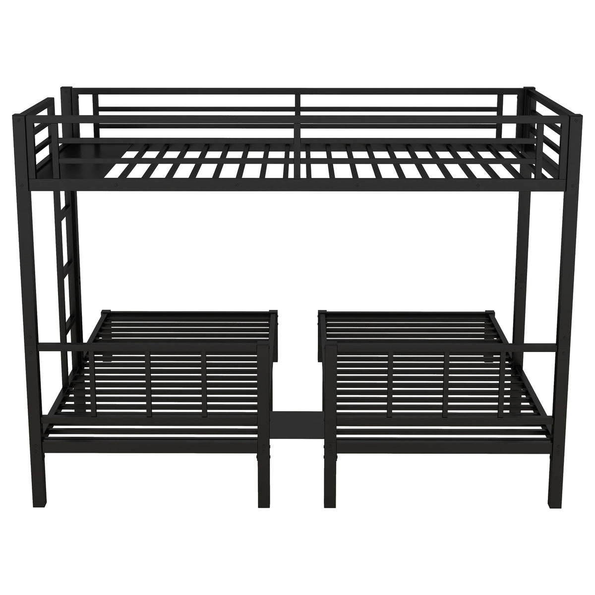 Twin over Twin & Twin Bunk Beds for 3, Twin XL over Twin & Twin Bunk Bed Metal Triple Bunk Bed, Black