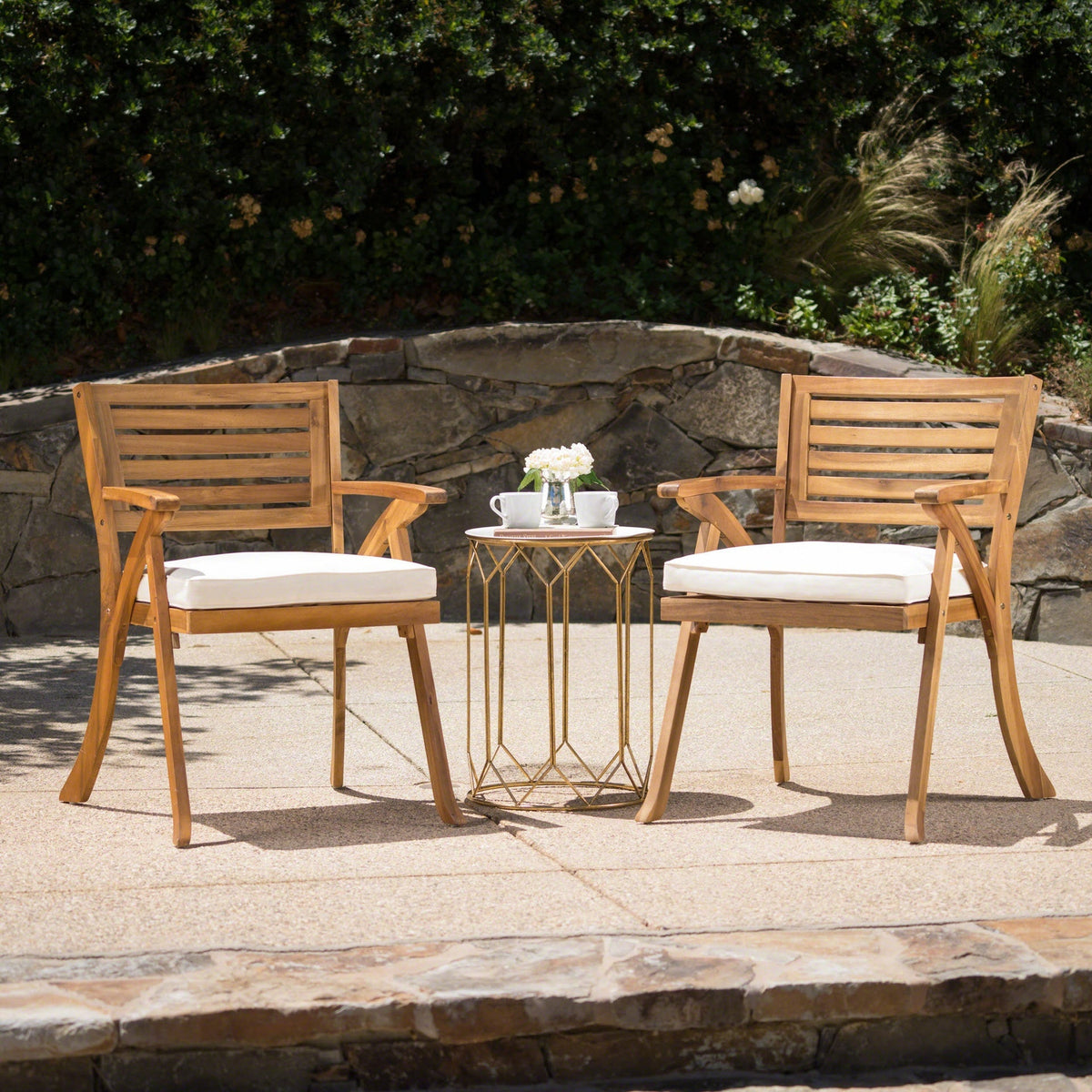 Outdoor Hermosa KD Wood Dining Chair With Cushons (Set of 2)