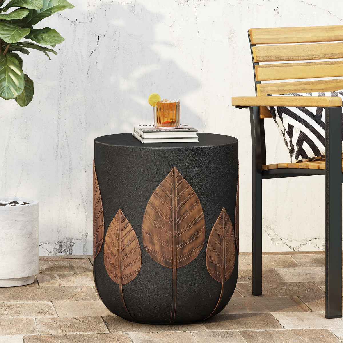 Outdoor LightWeight Concrete Side Table,Copper_73440.00