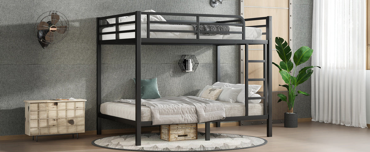 Metal Full over Full Bunk Bed for Teens and Adults,Space-Saving/Noise Reduced/No Box Spring Needed, Black