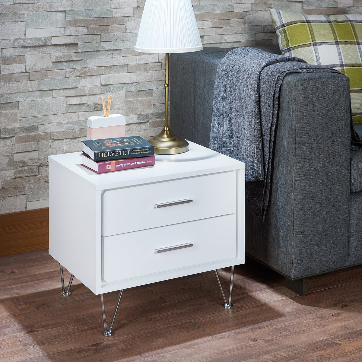 Deoss White Finish Accent Table