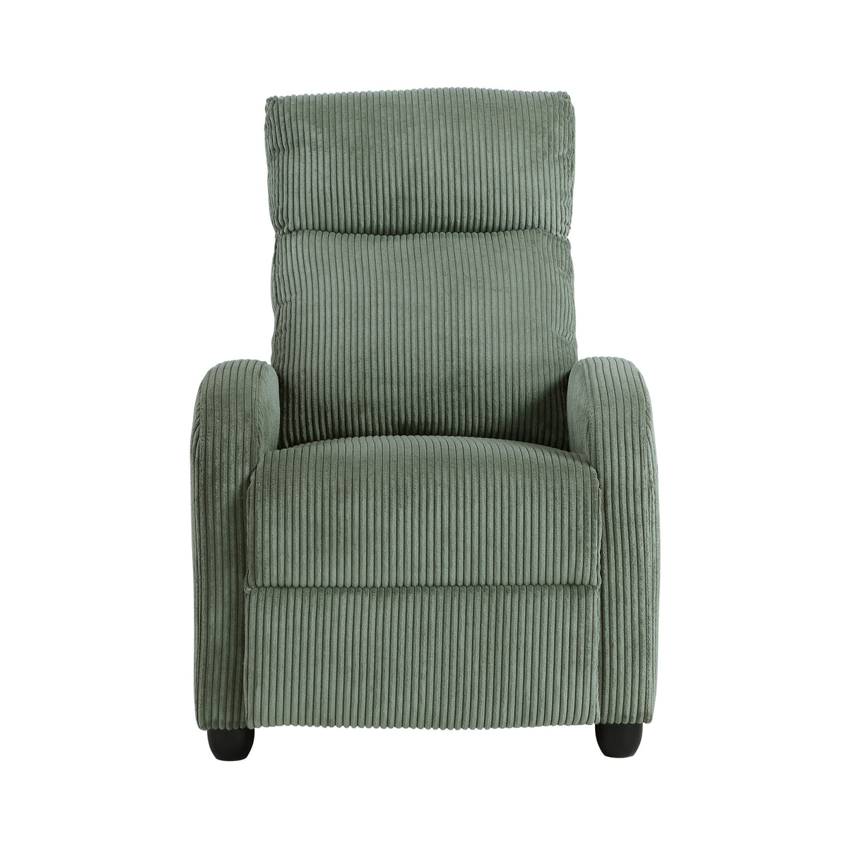 Modern Push Back Recliner Chair Green Soft Corduroy Upholstery Comfort Solid Wood Living Room Furniture 1pc