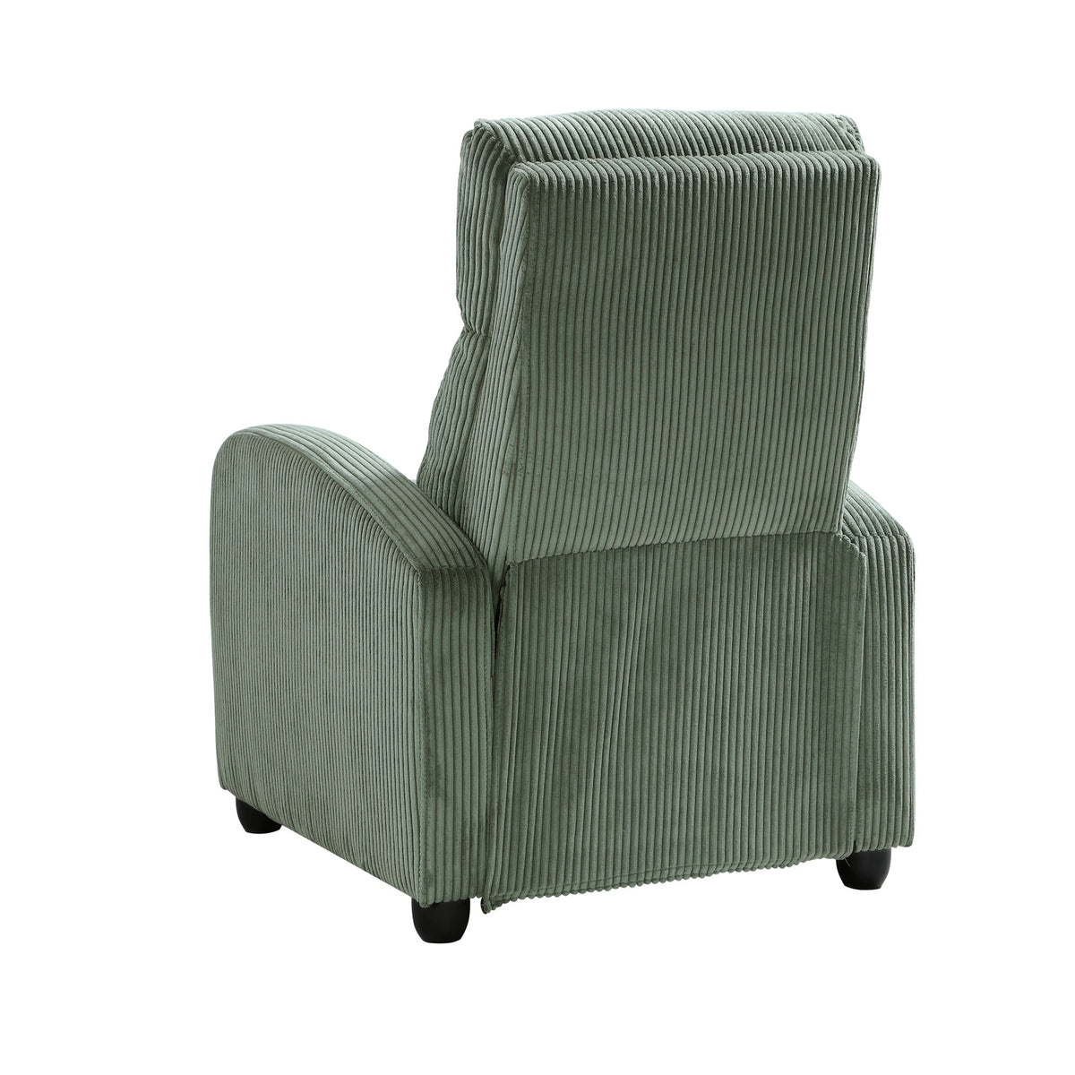 Modern Push Back Recliner Chair Green Soft Corduroy Upholstery Comfort Solid Wood Living Room Furniture 1pc