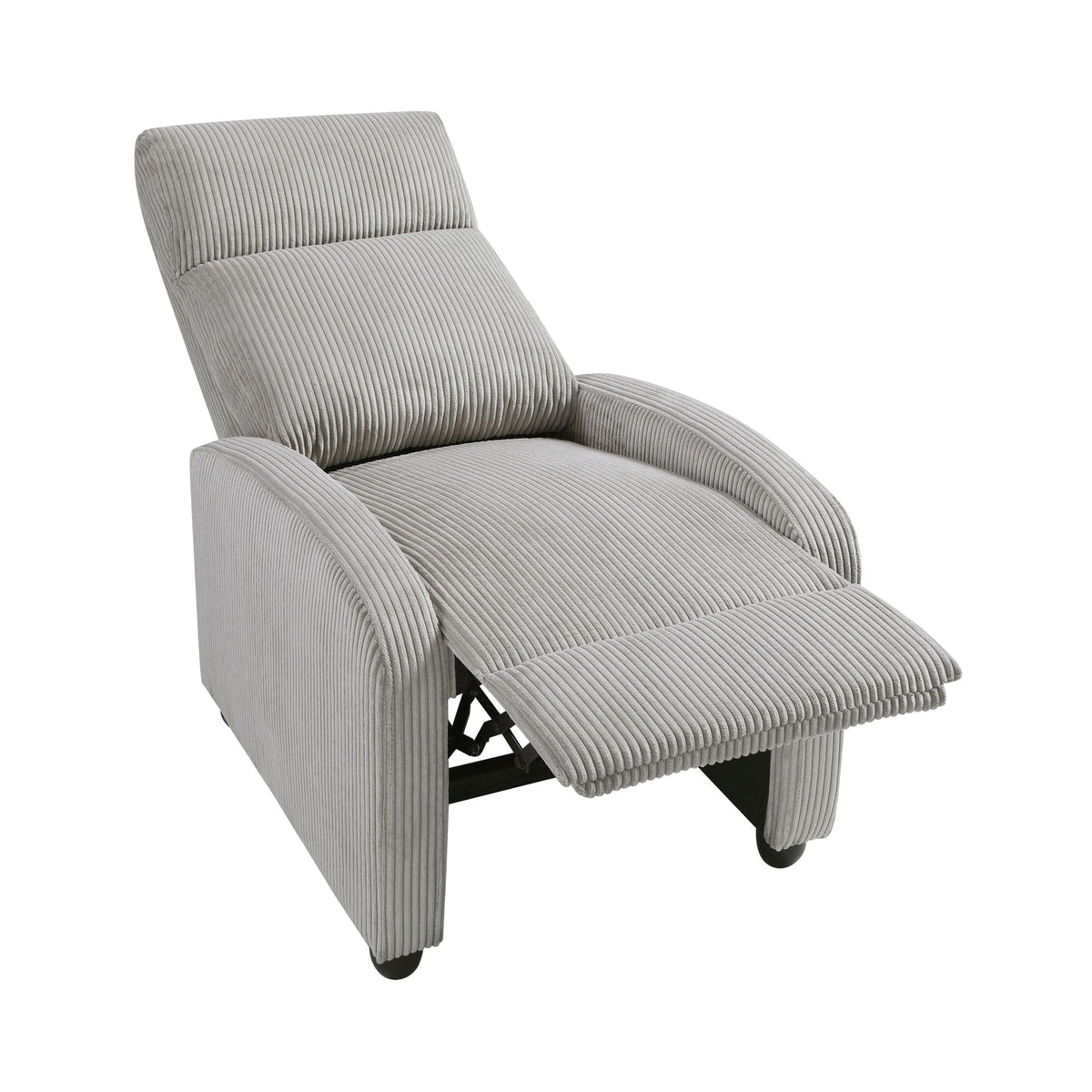 Modern Push Back Recliner Chair Light Gray Soft Corduroy Upholstery Comfort Solid Wood Living Room Furniture 1pc